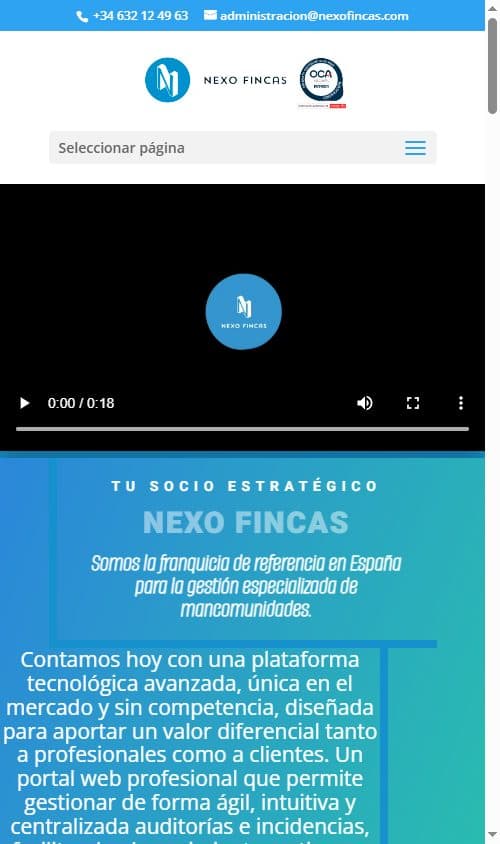 Web de Nexo Fincas en móvil
