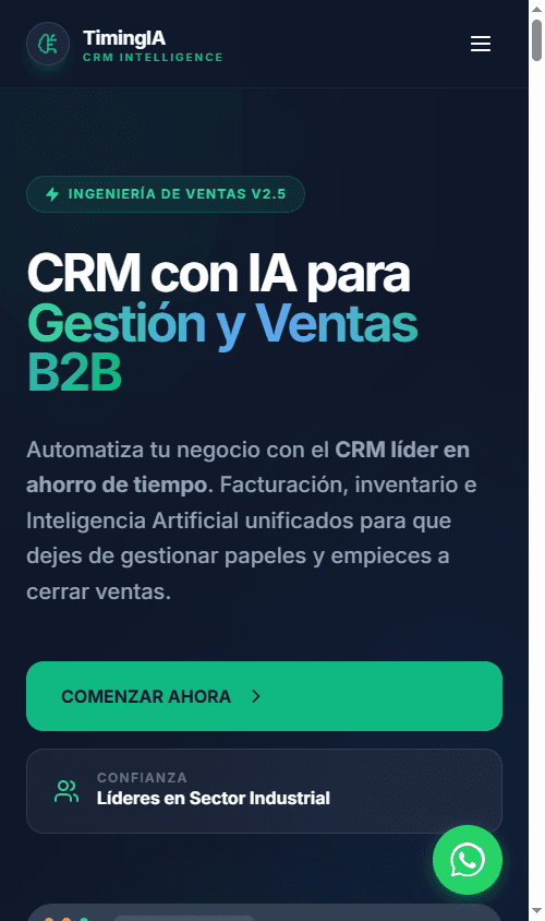 Web de TimingIA en móvil
