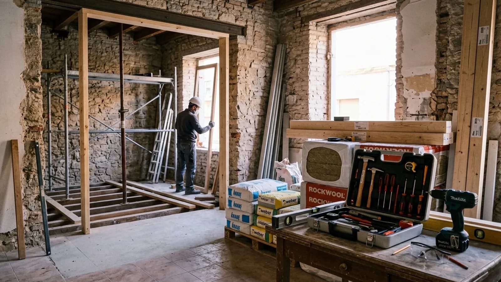 Marketing para empresas de reformas con IA — BuscasClientes Constructora de reformas trabajando en un proyecto residencial, sector que capta clientes con marketing con IA